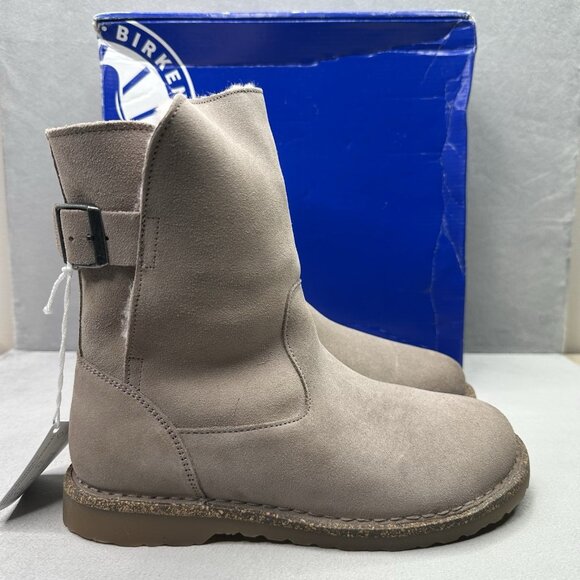 Birkenstock Uppsala Shearling Womens Size 7 (EU 38) Boots Gray Taupe Suede NEW